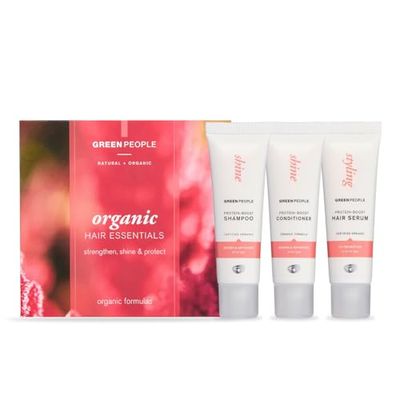 Green People - Organic Hair Essentials Set – Naturel & biologique pour la brillance et le volume – Sans silicone et sans SLS – Végétalien