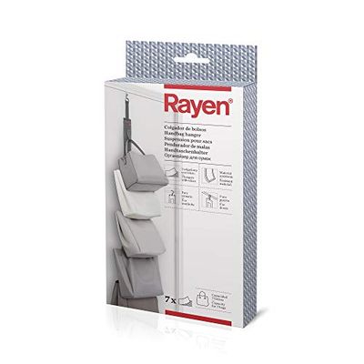 Rayen | Colgador para Bolsos | Para armario o puerta | 7 colgadores con velcro | 7.5 x 95 cm