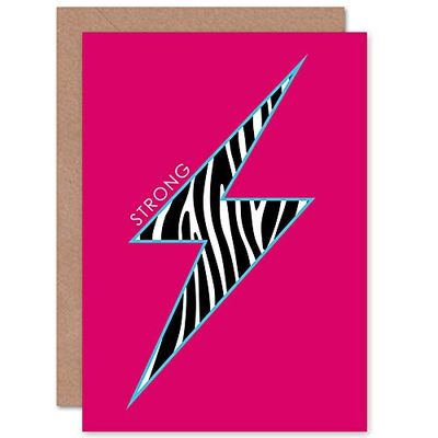 Wee Blue Coo Pink Zebra Strong Greetings Card