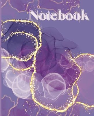 Pretty Gold Purple: composition notebook college ruled cute purple, School Notebook for Girls