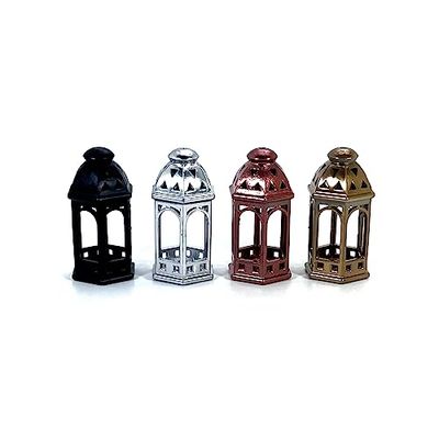 Lanterna stile arabo per presepi e diorami con microlampada led 12v - DL97 (4x2 cm, Nero + led bianco caldo)