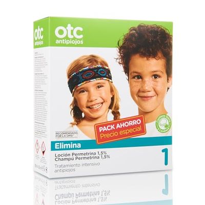 OTC Antipiojos Pack de permetrina, elimina os olhos e lêndeas, inclui loção e champô de 125 ml com permetrina a 1,5%, gorro e lêndeas, adequado a partir de 2 anos