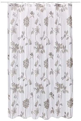 Spirella Textile Curtain Cherry Silver 180 x 200 1209081, White, Standard