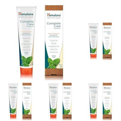Himalaya Botanique Simply Mint Complete Care Toothpaste Refreshing Mint Flavour | Strong Teeth | Healthy Gums | Fresh Breath - 150g (Confezione da 5)
