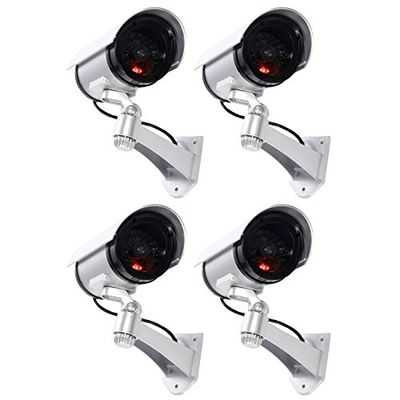 TEMPO DI SALDI 4 Telecamere Di Sorveglianza Finte Da Esterno Luce Led Lampeggiante Infrarossi