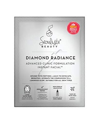 Seoulista Beauty Advanced Clinic Formulation Diamond Radiance Instant Facial – Anti-Ageing Treatment With Peptides, Vitamin C, Niacinamide - Dermatologist Created Korean Skin Care - Award Winning