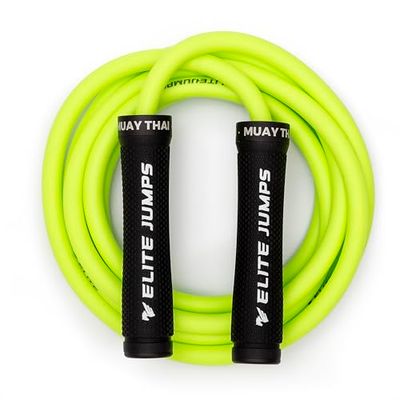 Elite Jumps Corda per saltare Muay Thai 3.0, professionale per allenamenti ad alta intensità, PVC pesante, Neon