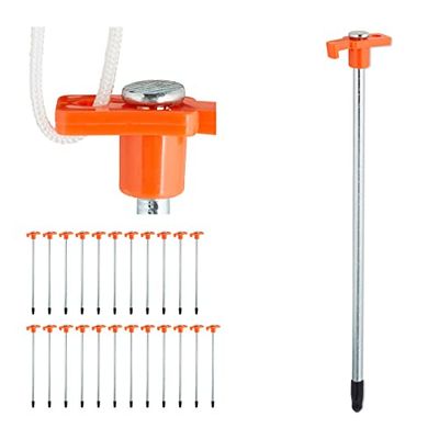 Relaxdays Fondo Set de 24 Piquetas para Camping, Estacas Suelo Rocoso, 25 cm, Acero, Clavijas Resistentes, Naranja