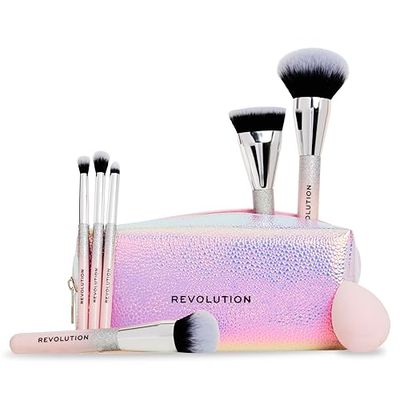 Revolution Beauty Glam Up Brush Set Cadeau, 7 Pinceaux Yeux, Visage & Joues avec Trousse de Maquillage, Végan & Sans Cruauté