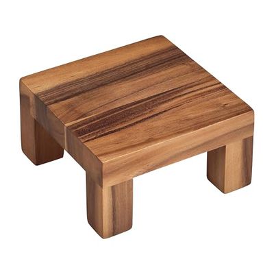 Tala Small Square Display Block, Lacquered Acacia Wood Display Stand for Menus, Photos, or Decorative Items, Stylish Display Block Ideal for Home, Office, or Event use, Measures 21x21x12cm