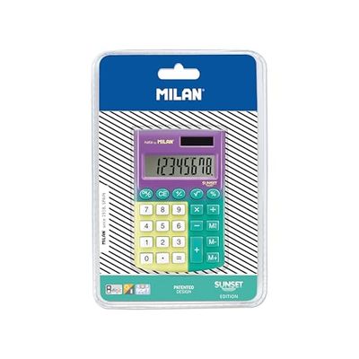 Blister calculatrice Pocket 8 chiffres, Sunset turquoise-jaune
