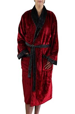 Gözze - Albornoz unisex con cuello chal, tacto seda, microfibra, 330 g/m², Talla S - Rojo