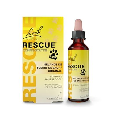 RESCUE PETS - Druppeller – sereniteit voor huisdieren – ideaal voor reizen, bezoek aan de dierenarts, verzorging, lawaai en eenzaamheid – zonder alcohol, natuurlijk en veganistisch – fles van 20 ml