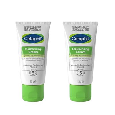 Cetaphil Moisturising Cream for Face, Hand & Body, Travel size, Moisturiser for Dry and Sensitive Skin, 85g, With Niacinamide & Vitamin E (Pack of 2)
