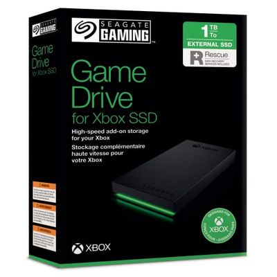 Seagate Game Drive SSD Xbox, 1 TB, External, 2.5 Inch, USB 3.0, Xbox Certified, incl. 3 Year Rescue Service, (STLD1000400)