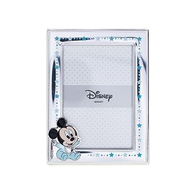 VALENTI & CO. Disney Baby - Mickey - Marco de fotos de plata para niños, idea de regalo bautizo, nacimiento o cumpleaños (9 x 13 cm)
