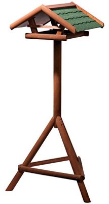 dobar® Mangeoire pour Oiseaux panoramiques avec Toit en Bitume et Support - Taille L - 44 x 44 x 121,5 cm - Marron/Vert