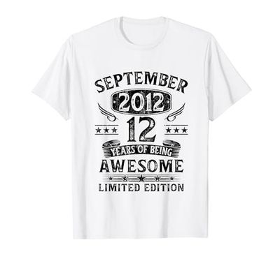Regalo 12 Años Cumpleaños Hombre Mujer Septiembre 2012 Camiseta