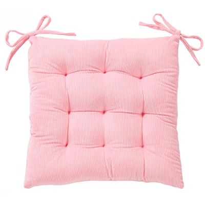 XQ HOUSE Corduroy Chair Cushion with Ties Ultra Soft Warm Floor Cushion for Kids Reading Nook Comfortable Square Seat Cushion for Adult 15.7”x15.7”, Pink
