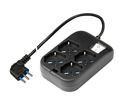 POLY POOL - PP2504.2XL tomada múltipla quadrada com 4 tomadas P40 multipadrão - tira multitomada com tomada de economia de espaço grande 16 A - cabo multitomada elétrica 1,5 m e interruptor