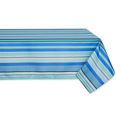 DII Collection de Dessus de Table d’intérieur/extérieur, Multi-Usage, Lavable en Machine, Nappe de Table, rayé, 152,4 x 213,4 cm, Bleu océan