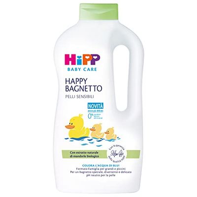 HiPP Happy HiPP babybad, familjestorlek, för känslig hud, pH-neutral, med naturligt biologiskt mandelextrakt, 1 flaska à 1000 ml, babybadkar
