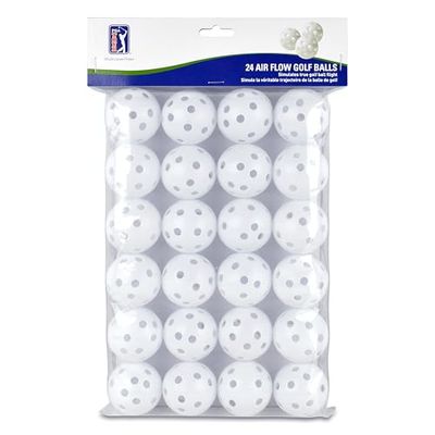 PGA Tour Air Flow Übungs Golfball Set de 24 bolas para prática de golfe de fluxo de ar, unissexo, branco