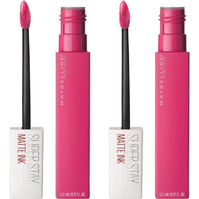 Maybelline Superstay Matte Ink Longlasting Liquid, Pink Lipstick, Up To 12 Hour Wear, Non Drying, 30 Romantic (Pack of 2)