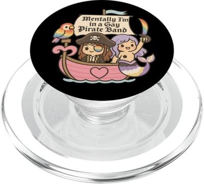 Mentalmente soy miembro de una banda pirata gay Funny Queer PopSockets PopGrip para MagSafe