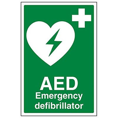 VSafety AED Lot de 3 panneaux de défibrillateur d'urgence Motif portrait, 200mm x 300mm, 3