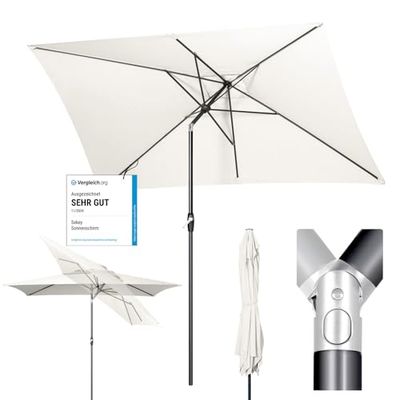 Sekey Parasol Aluminium Rectangulaire 200x300 cm pour Balcon, Jardin & Terrasse - Protection UV 50+ avec Base Stable, Ventilation et Matériau Recyclé (Certifié GRS)