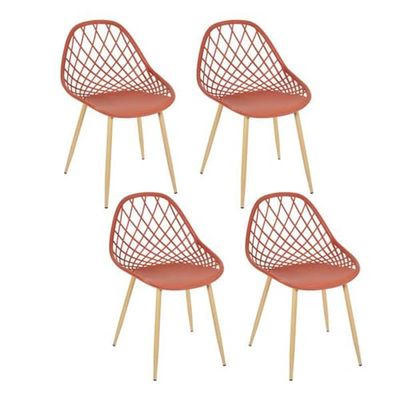 HOME DECO FACTORY THE Malaga Terracotta - Set di 4 sedie da esterno, in polipropilene, colore: arancione, marrone, 59 x 80,2 x 51,2 cm