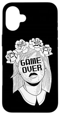 Game Over Goth Gamer Girl Roses Case for iPhone 16 Plus