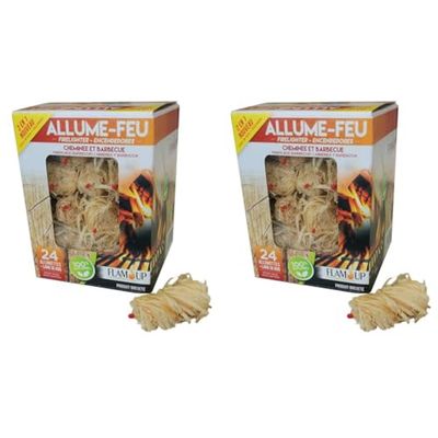 FLAM'UP Allume-Feux Laine de Bois et Allumette x 24 (Lot de 2)