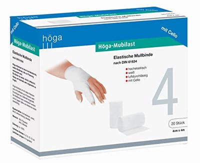 Höga Mubilast Faixa de gaze elástica, 4 cm x 4 m, 20 unidades, DIN 61634