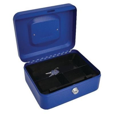 Brilla metal caja de dinero en efectivo seguridad dinero Banco moneda bandeja soporte diversos color-size grande (azul)