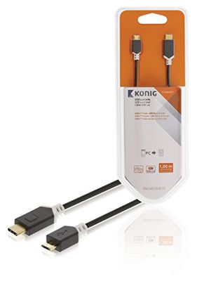 König USB 2.0 C stekker - Micro B stekker 1,00 m zwart ne550610243