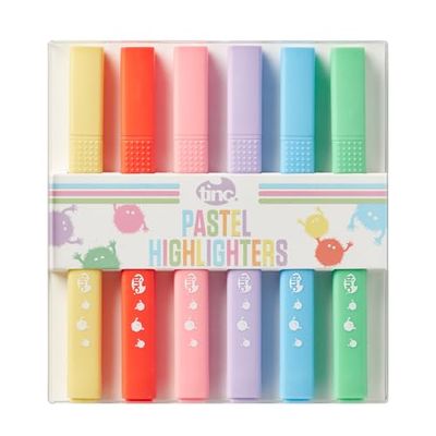 Tinc Jolis surligneurs pastel parfaits pour l'école et les devoirs – Lot de 6 surligneurs à pointe biseautée