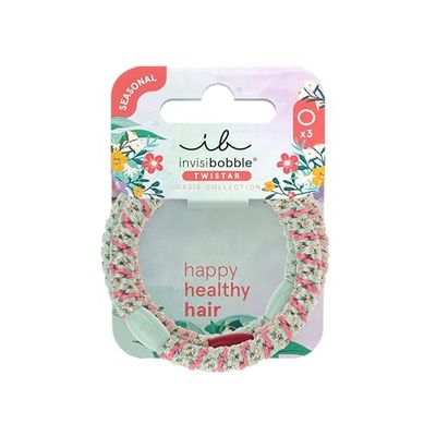invisibobble - TWISTAR Oasis Mint Braids - Set de 3 élastiques torsadés - Maintien doux pour tresses, chignons & twists en nuances printanières