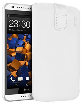 mumbi Echt leren hoesje compatibel met HTC Desire 620 hoes leer tas case wallet, wit