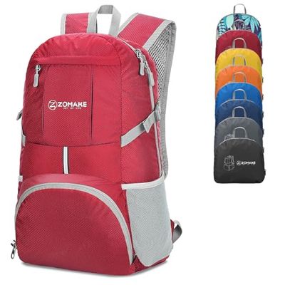 ZOMAKE Lätt Vikbar Ryggsäck 35L,Vattentät Vandring Packbar Ryggsäck För Kvinnor Män Utomhus Vandring Camping Bergsklättring Promenader Cykling(Röd)