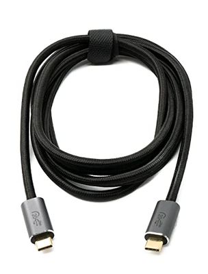 SYSTEM-S USB 3.2 Gen 2 kabel 200 cm typ C kontakt till kontakt adapter flätad svart