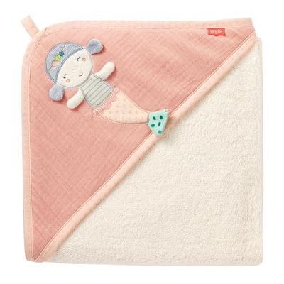 Fehn 054583 Mermaid Hooded Bath Towel, Kids Towel – Cuddly Towel with Hood and Mermaid – For Babies and Toddlers from Newborns Upwards – Measures: 80 x 80 cm
