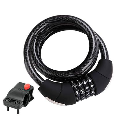 VoltShine Cadenas antivol en acier recouvert de PVC, fermeture haute pression avec codelock type python, idéal pour sécuriser les vélos et les motos.