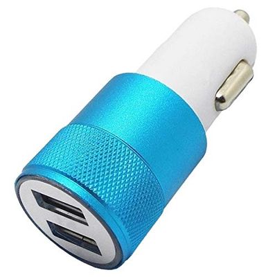 Dubbel USB-cigarettändare uttagsadapter för Xiaomi Redmi 7 smarttelefon 2 portar billaddare universella färger (blå)