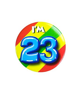 PD-Party 6014723 Verjaardags Badge/Speld | Viering | Feest - I'm 23, Veelkleurig, 5.5cm Lengte x 5.5cm Breedte x 0.5cm Hoogte
