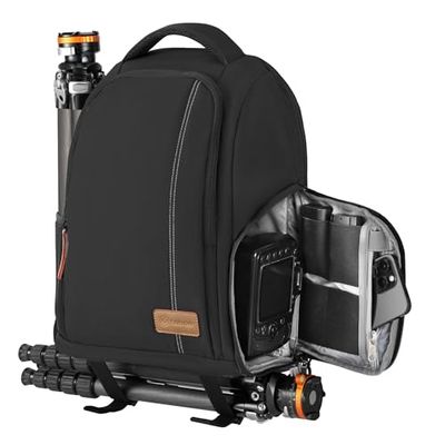 TARION Camera Backpack, Photography Backpack with Large Capacity, Padded Insert, 15'' Laptop Compartment, Professional Waterproof Camera Bag for DSLR SLR Canon Nikon Fuji Sony Cameras (Black)