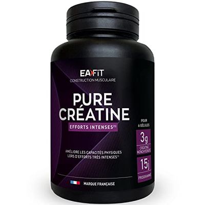 Pure Creatine - EAFIT - Creatine Monohydrate Gelule - Prise de Muscle, Musculation - Améliore les capacités physiques 3 g de Créatine Monohydrate par jour - Creatine Gelules 90