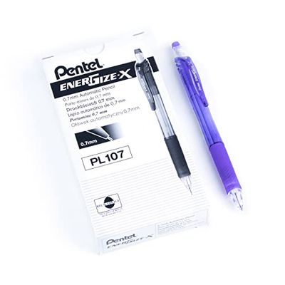 Pentel EnergizeX PL107-V Conjunto de lapiseira (12 unidades, 0,7 mm), cor roxa