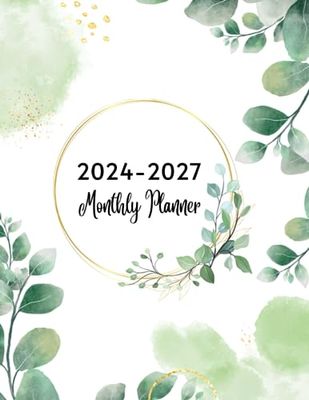 2024-2027 Monthly Planner 4 Years: Large 4 Year Calendar Schedule Organizer | 48 Months Jan 2024 - Dec 2027 with Federal Holidays and Inspirational Quotes, contact list & Password! - Floral cover